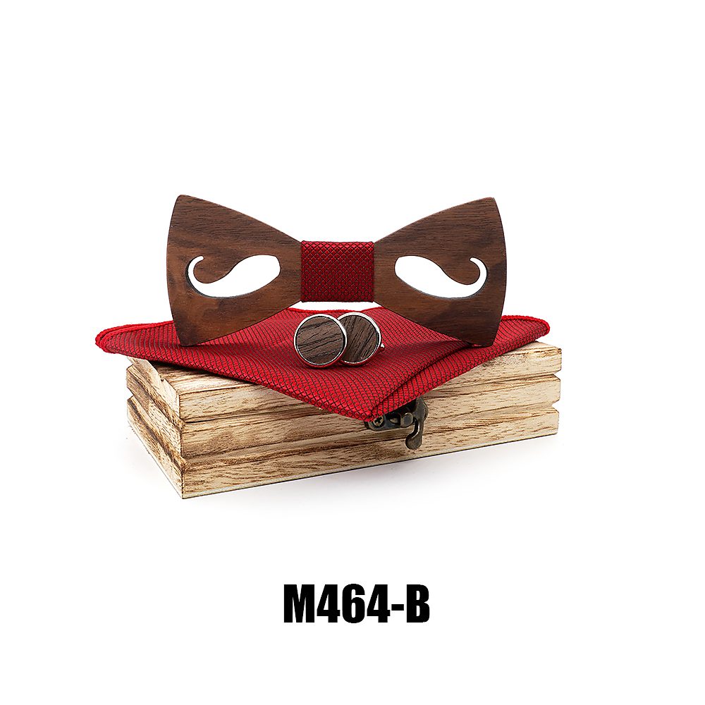 M464 M464  Mustache and Glasses Cutout Bow Tie Set, Walnut — colour B