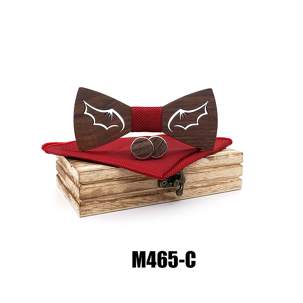M465 M465  Bat Wing Cutout Bow Tie Set, Walnut — view 3