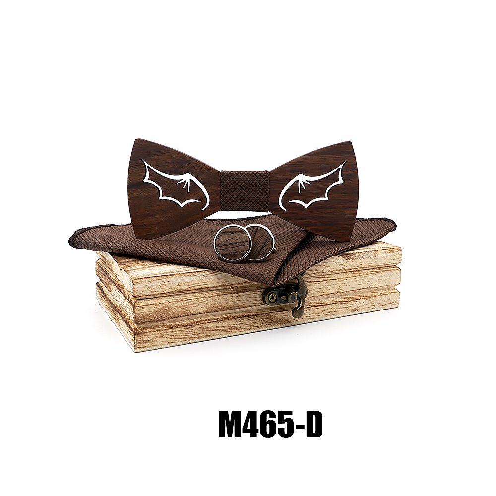 M465 M465  Bat Wing Cutout Bow Tie Set, Walnut — colour D
