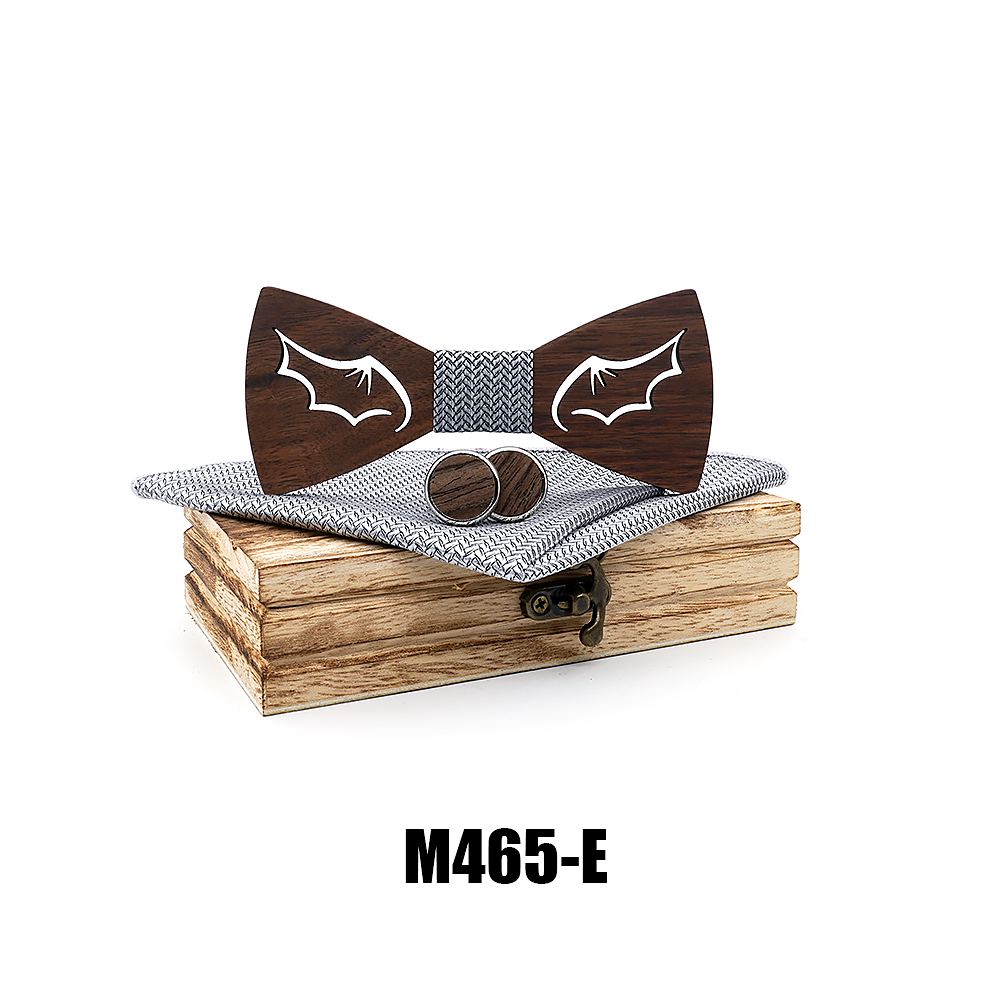 M465 M465  Bat Wing Cutout Bow Tie Set, Walnut — colour E