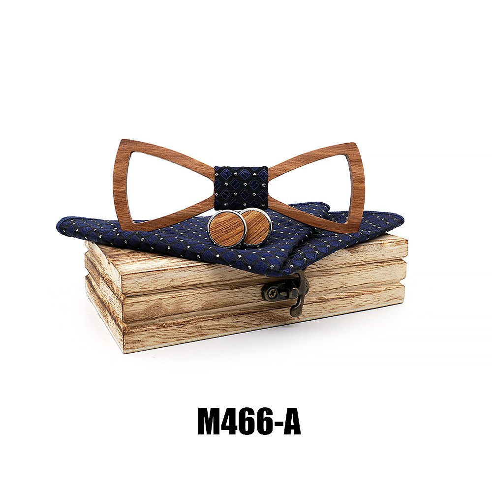 M466  Open Frame Bow Tie Set, Walnut