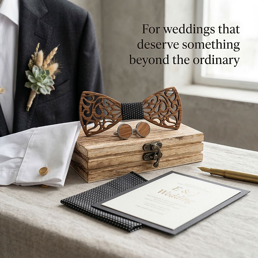 M467 M467  Vine Scroll Cutout Bow Tie Set, Zebrawood — view 10