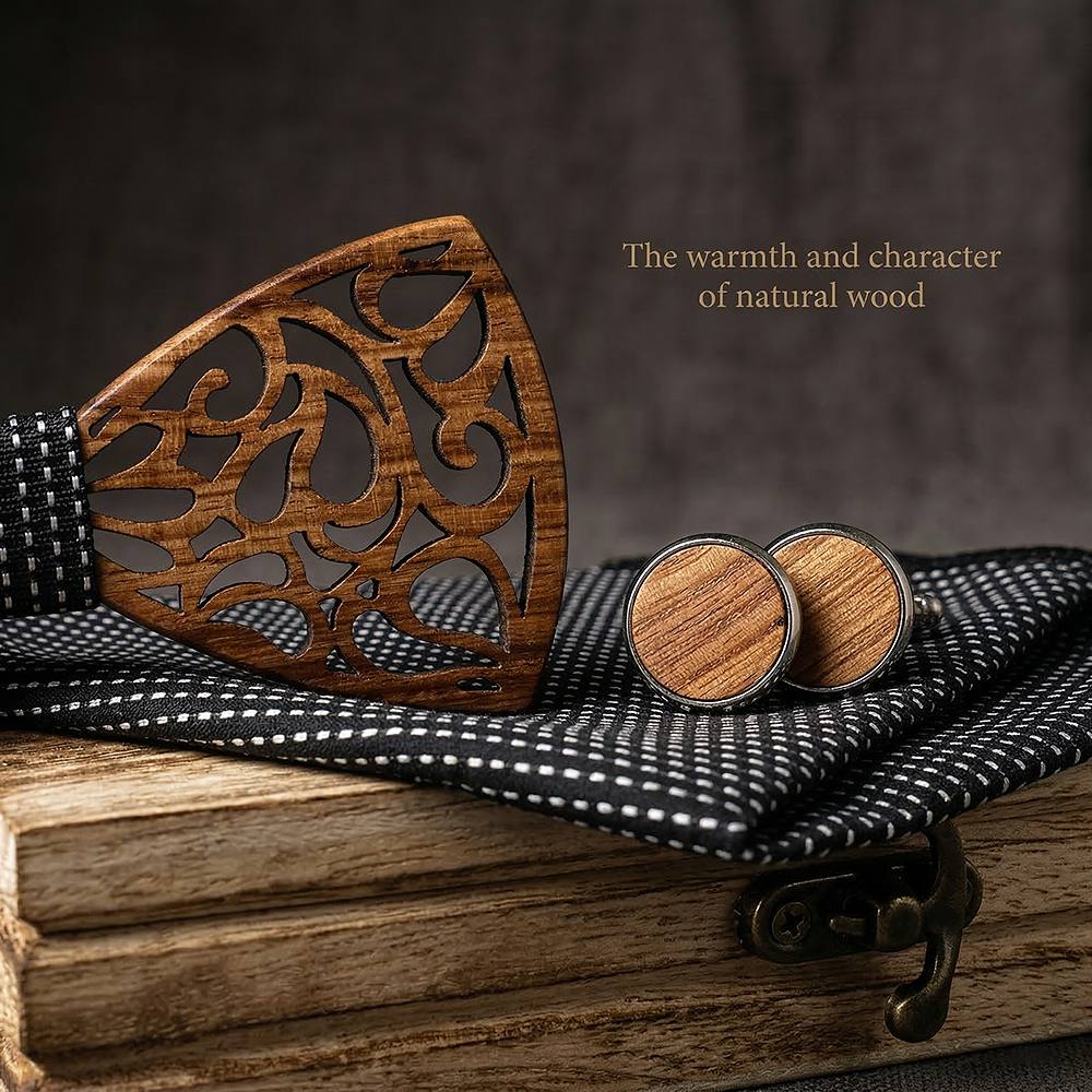 M467 M467  Vine Scroll Cutout Bow Tie Set, Zebrawood — view 4