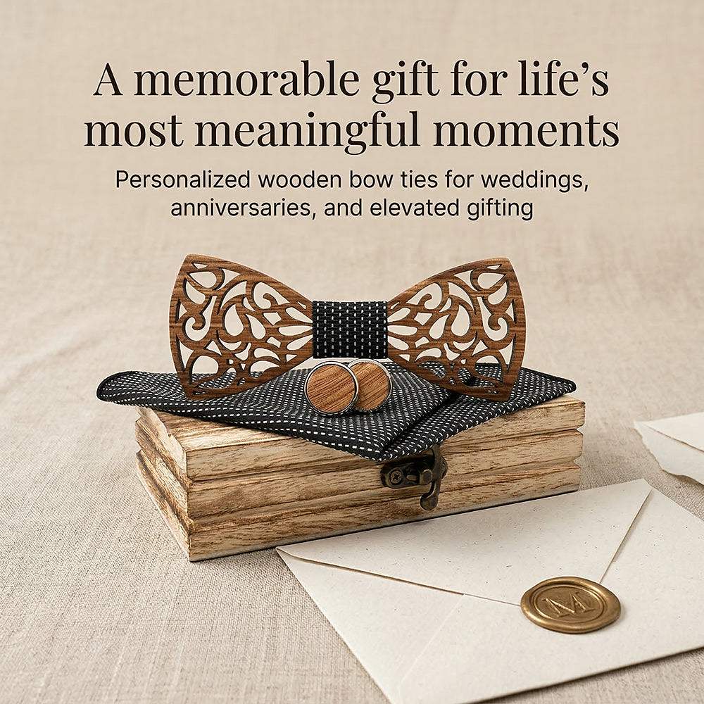 M467 M467  Vine Scroll Cutout Bow Tie Set, Zebrawood — view 5