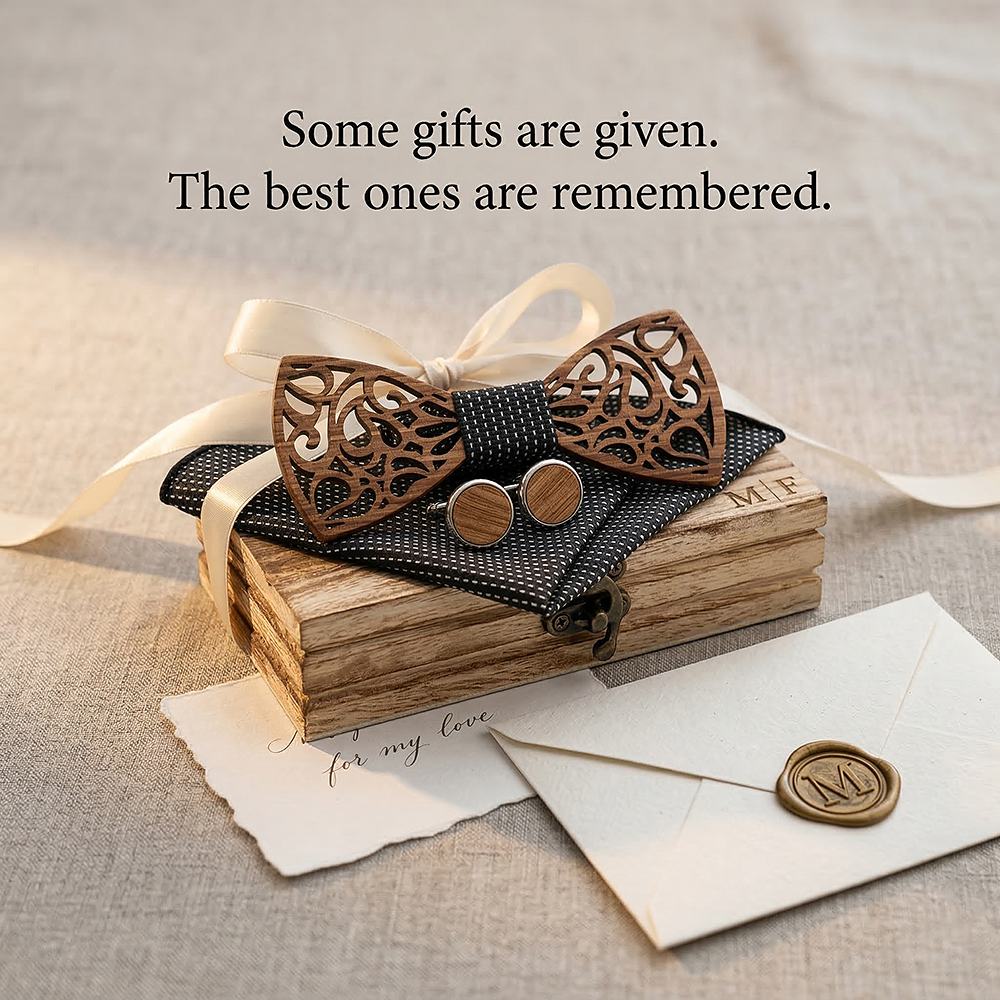 M467 M467  Vine Scroll Cutout Bow Tie Set, Zebrawood — view 6