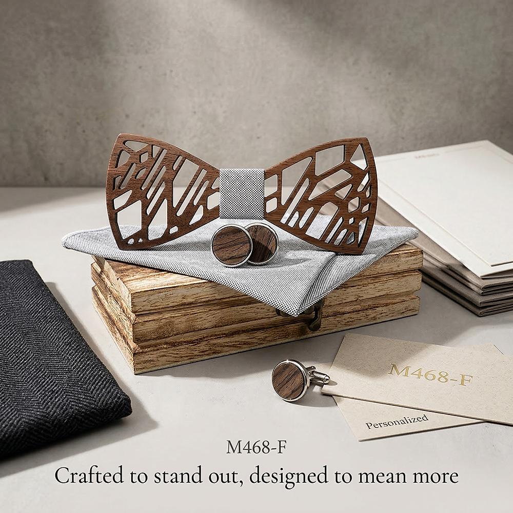 M468 M468  Tree Branch Cutout Bow Tie Set, Walnut — view 10