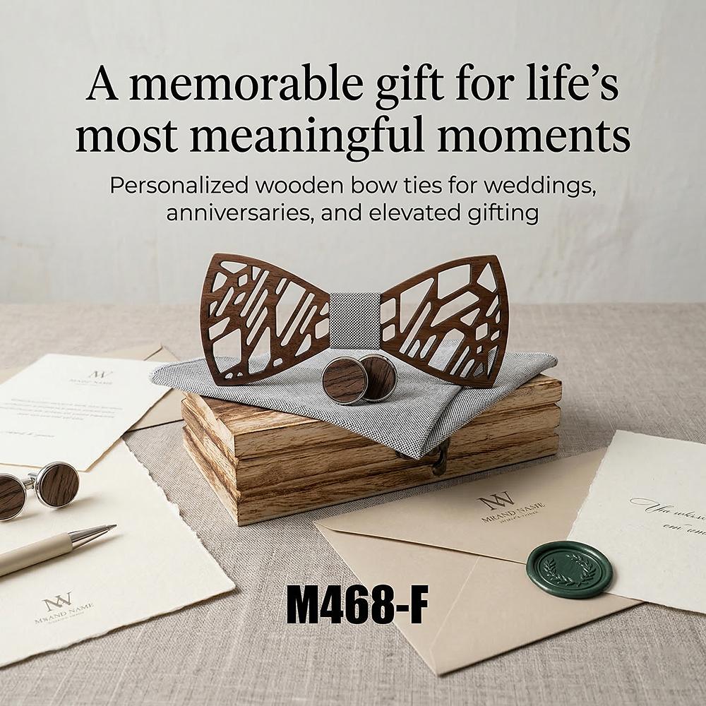 M468 M468  Tree Branch Cutout Bow Tie Set, Walnut — view 11