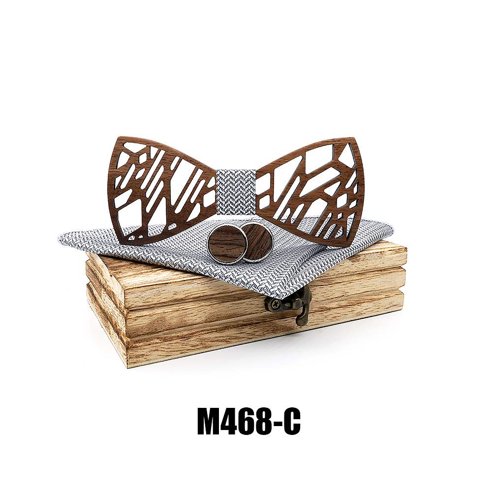 M468 M468  Tree Branch Cutout Bow Tie Set, Walnut — colour C