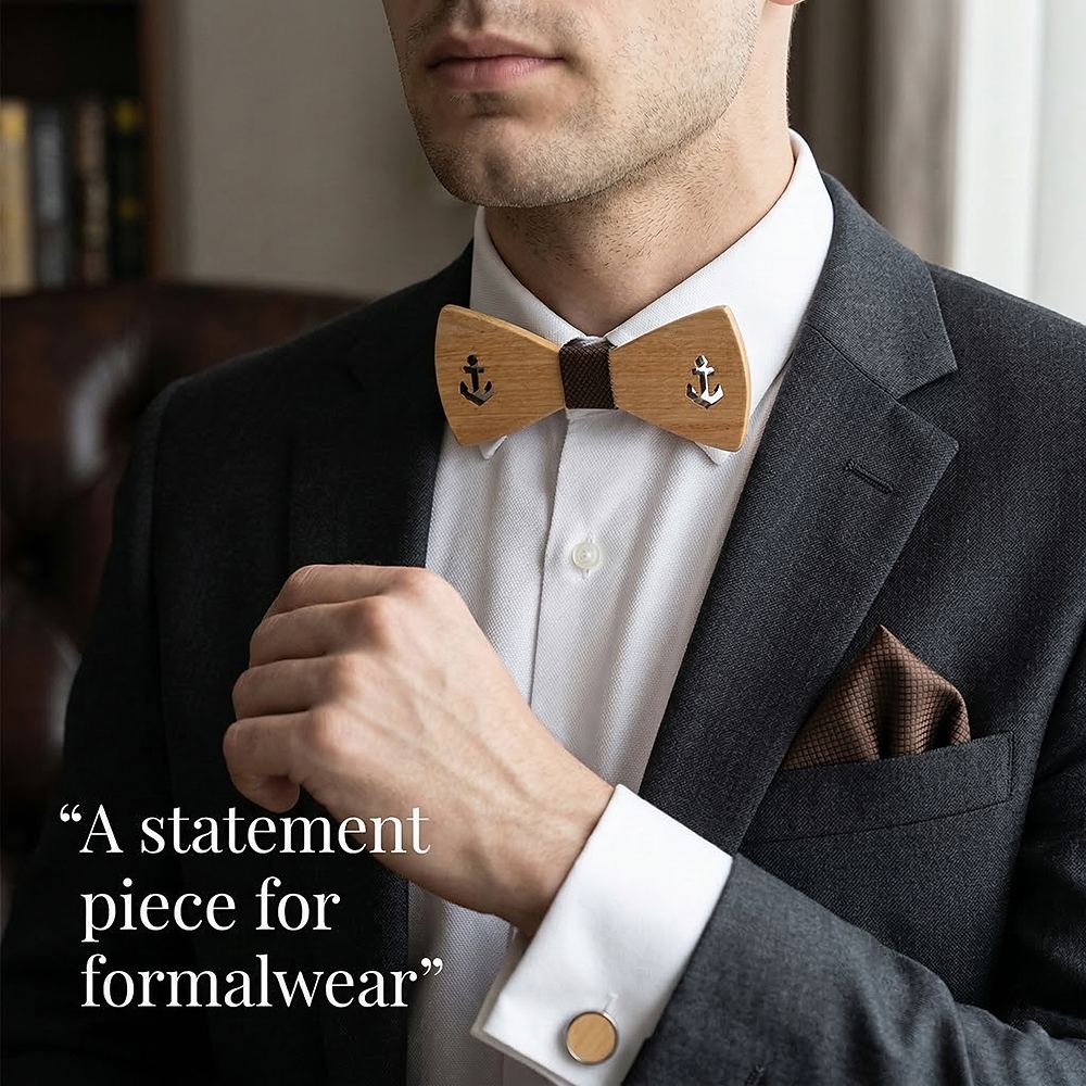 M469  Anchor Cutout Bow Tie Set, Maple