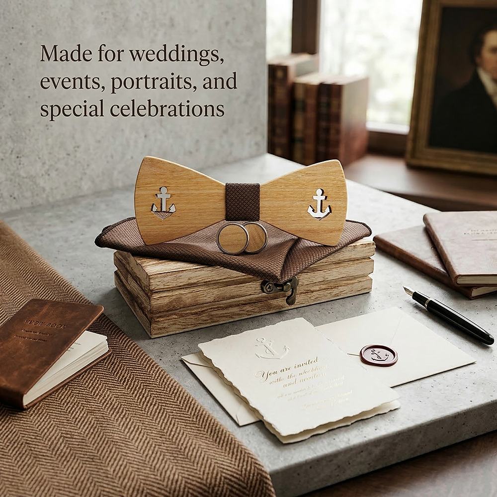 M469 M469  Anchor Cutout Bow Tie Set, Maple — view 3