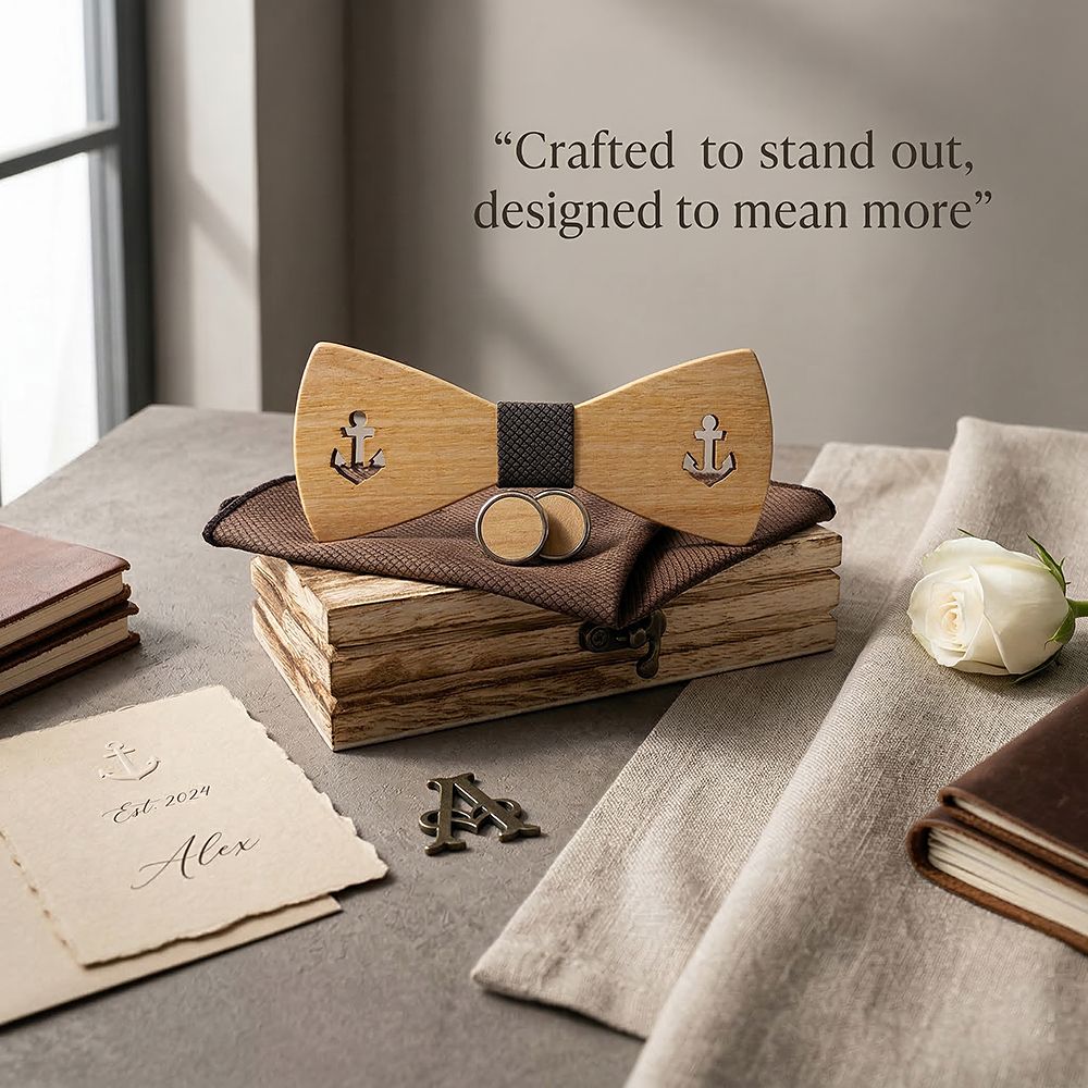 M469 M469  Anchor Cutout Bow Tie Set, Maple — view 6