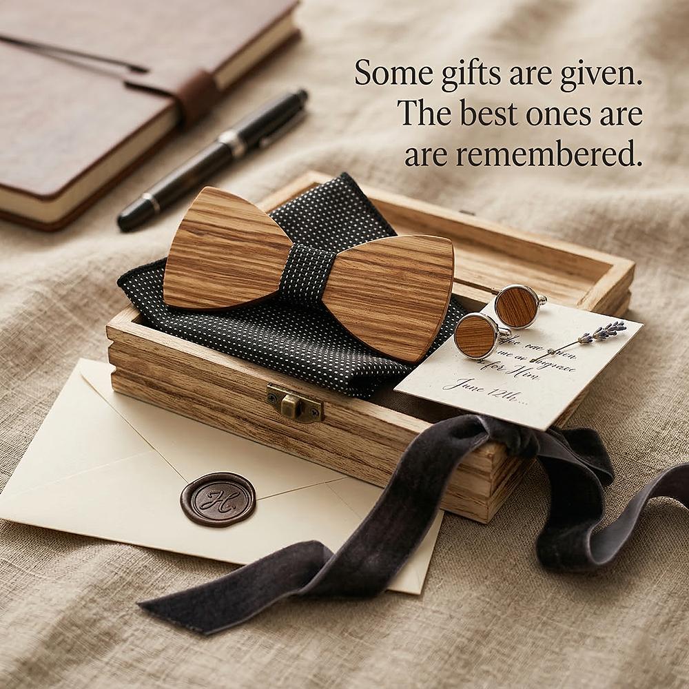 M470 M470  Solid Bow Tie Set, Zebrawood — view 10