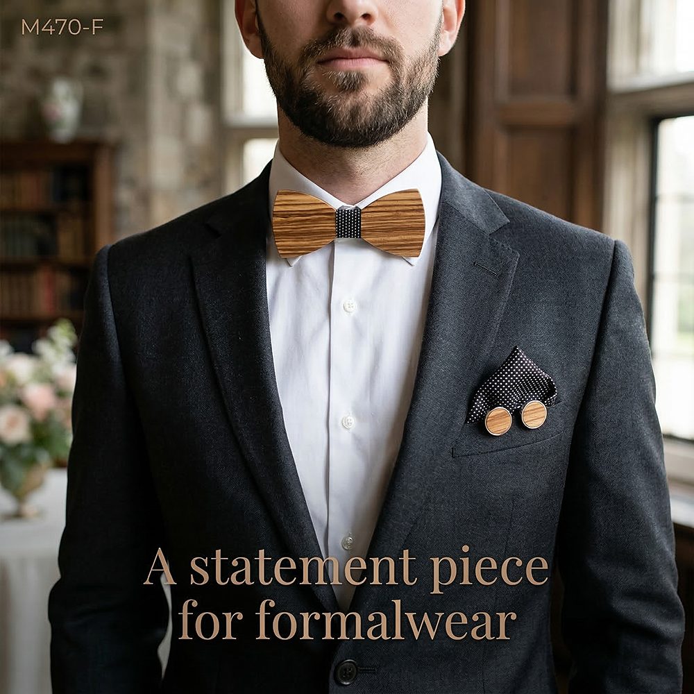 M470 M470  Solid Bow Tie Set, Zebrawood — view 2
