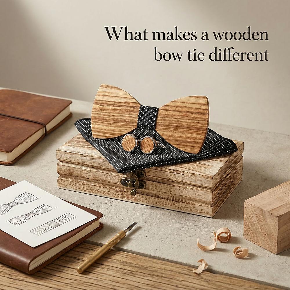 M470 M470  Solid Bow Tie Set, Zebrawood — view 4