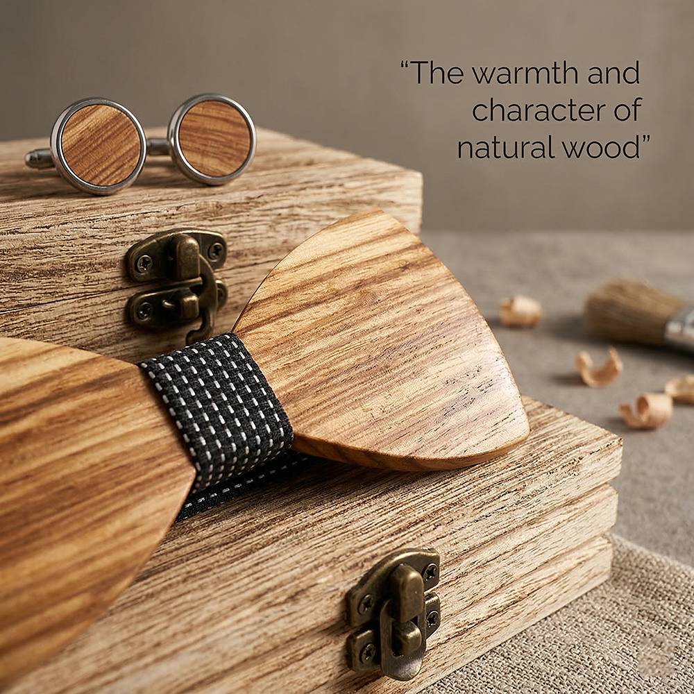 M470 M470  Solid Bow Tie Set, Zebrawood — view 7