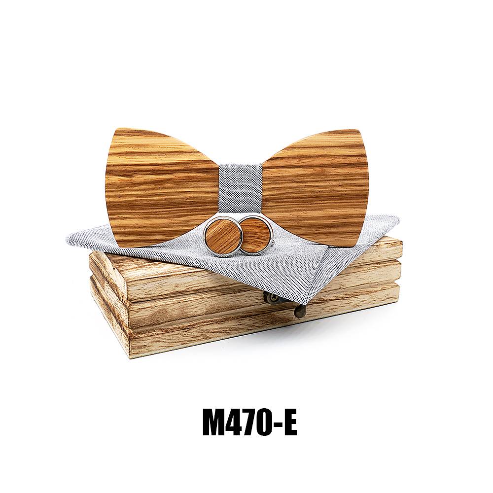 M470 M470  Solid Bow Tie Set, Zebrawood — colour E