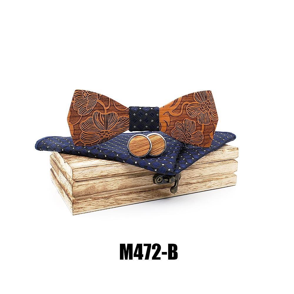 M472 M472  Engraved Paisley Bow Tie Set, Walnut — colour B