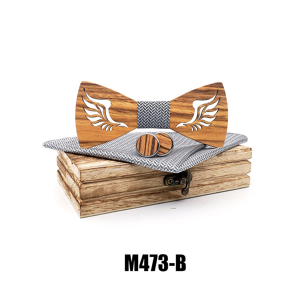 M473 M473  Angel Wing Bow Tie Set, Zebrawood — view 2