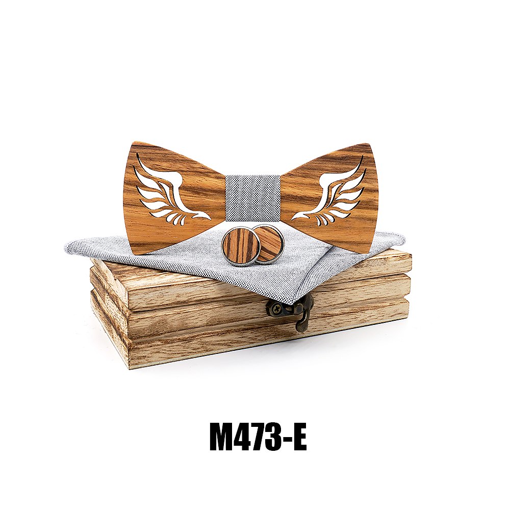 M473 M473  Angel Wing Bow Tie Set, Zebrawood — view 5