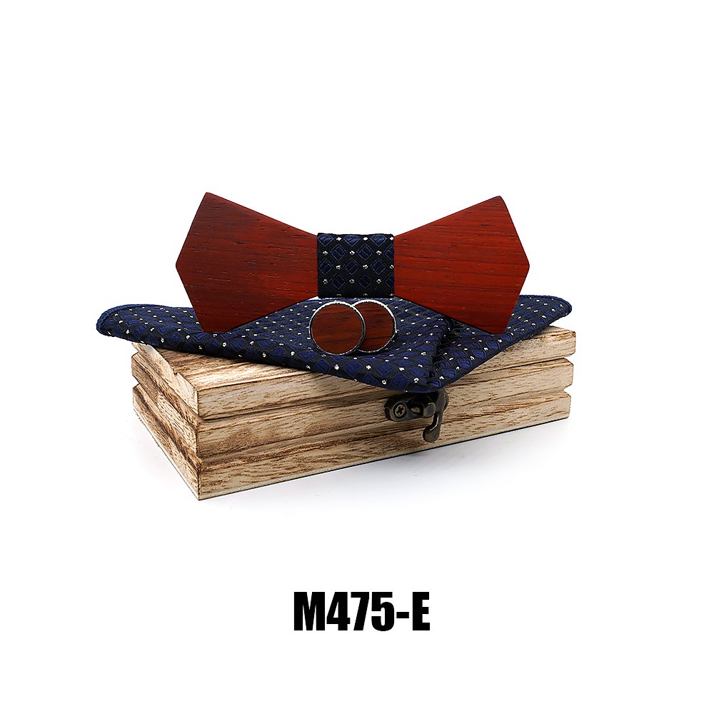 M475 M475  Solid Bow Tie Set, Red Sandalwood — view 5