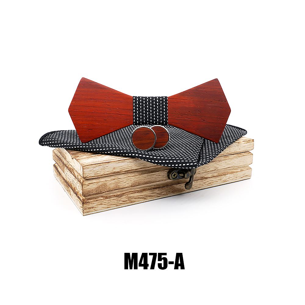 M475 M475  Solid Bow Tie Set, Red Sandalwood — colour A