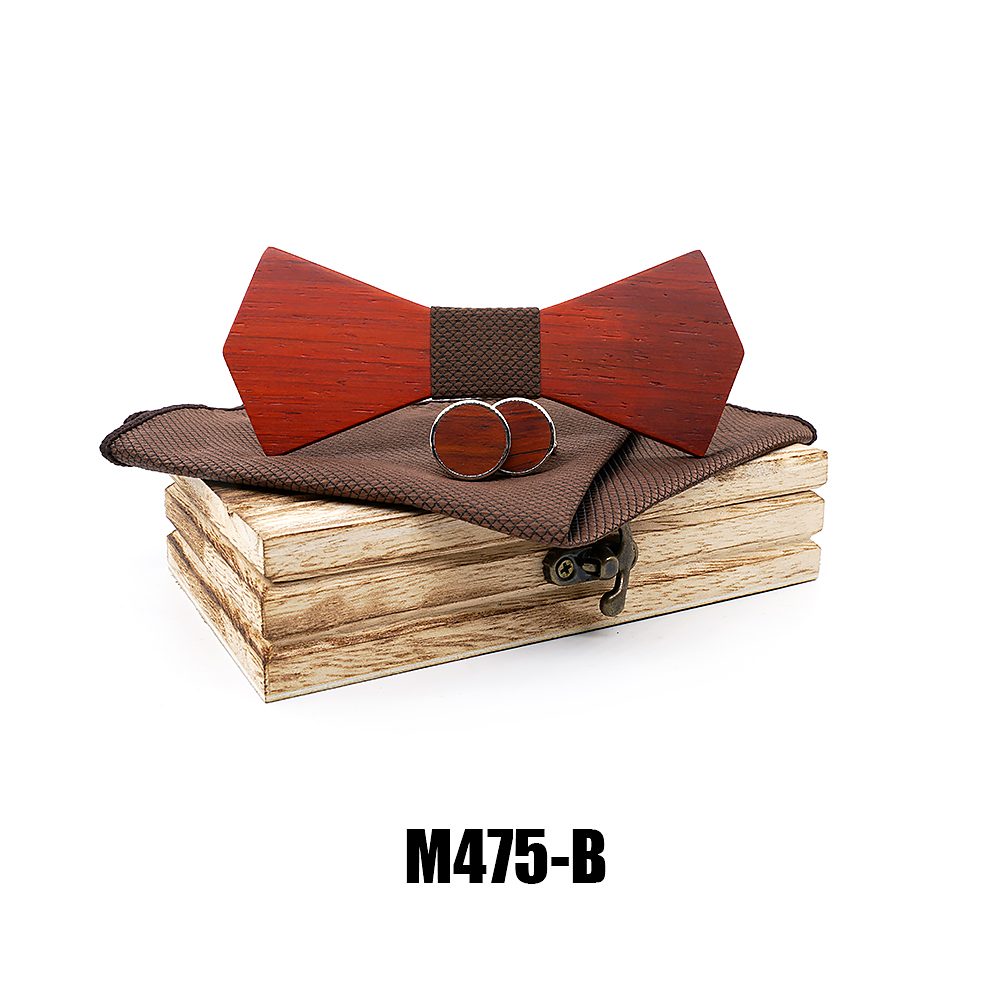 M475 M475  Solid Bow Tie Set, Red Sandalwood — colour B