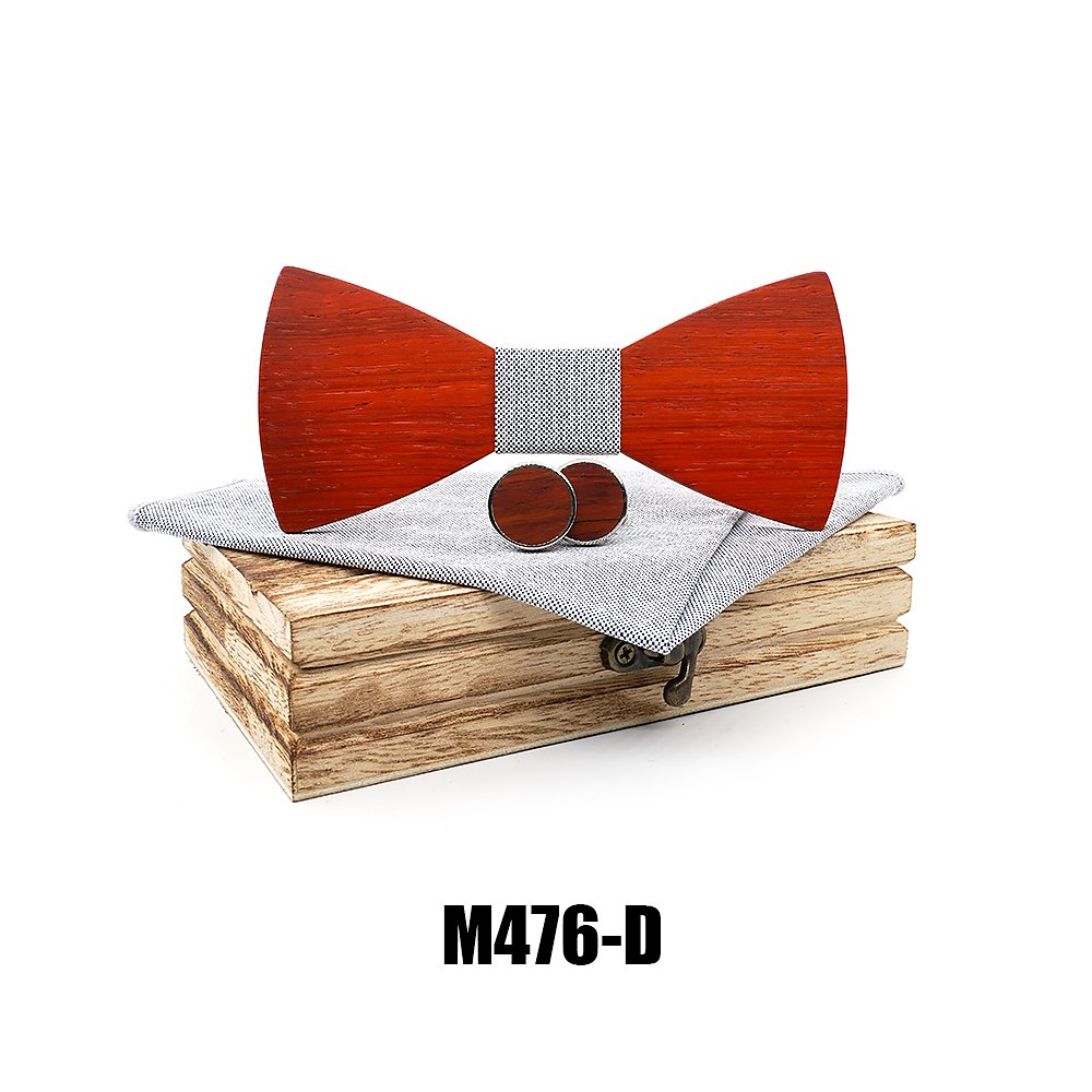 M476 M476  Classic Solid Bow Tie Set, Red Sandalwood — view 4