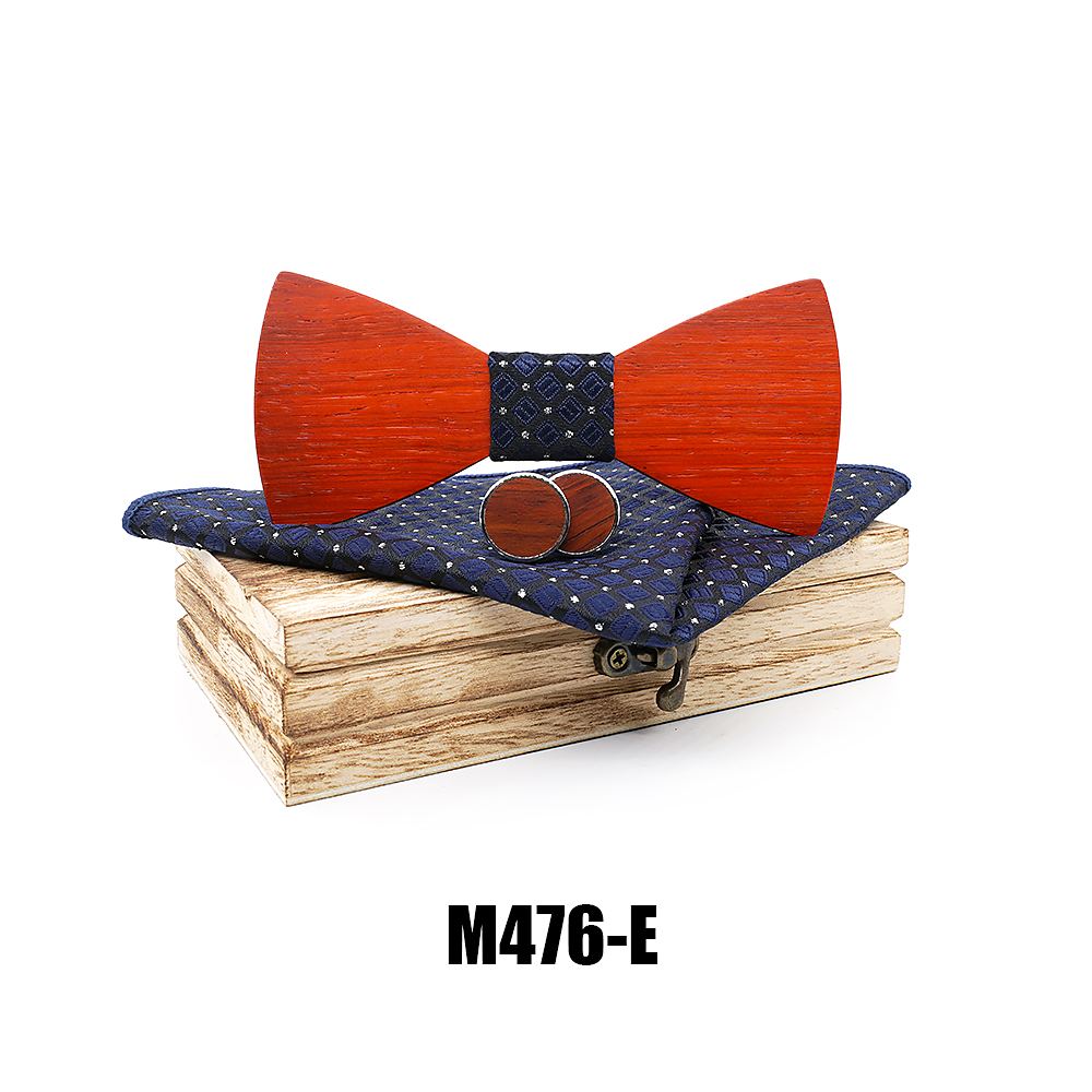 M476 M476  Classic Solid Bow Tie Set, Red Sandalwood — colour E