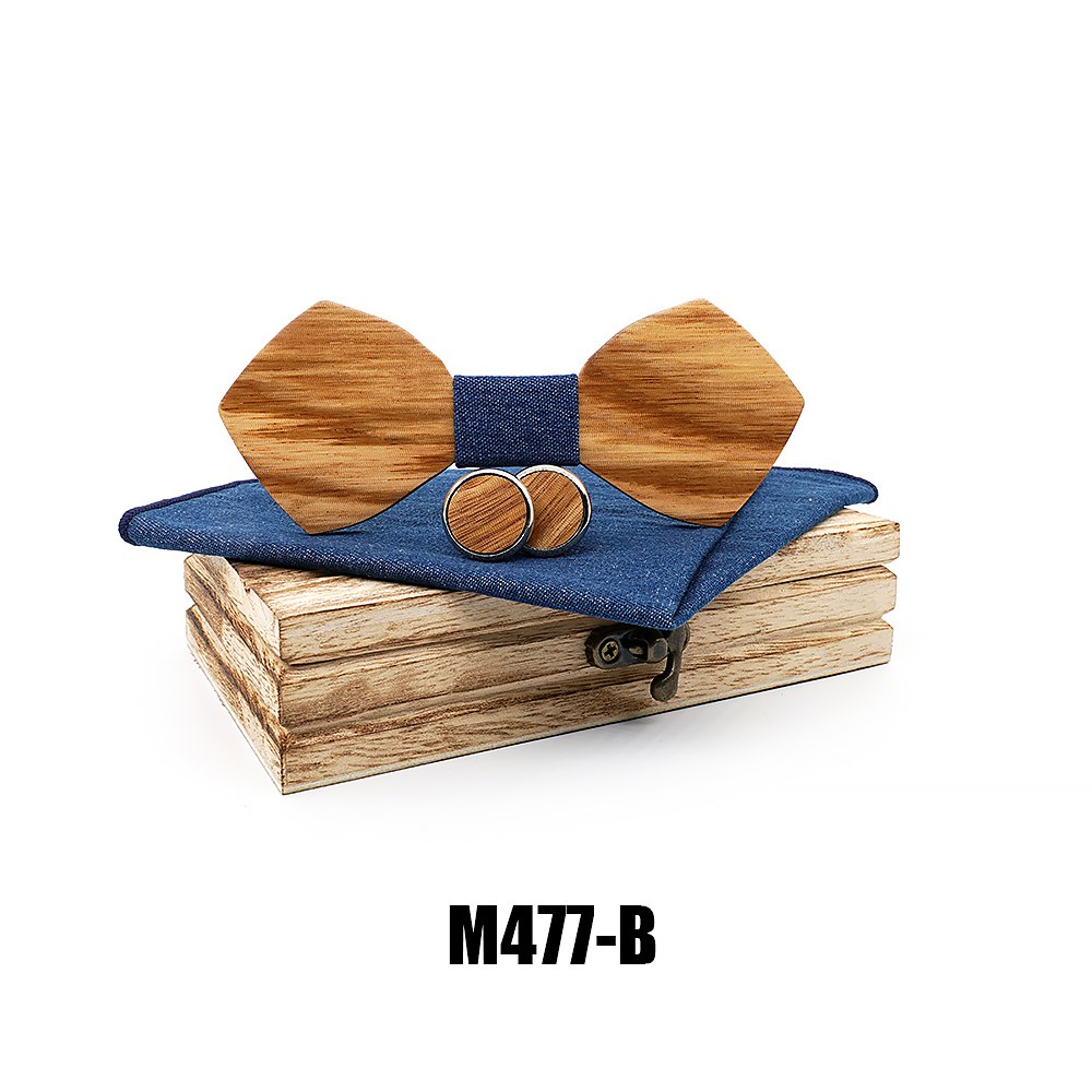 M477 M477  Solid Bow Tie Set, Zebrawood — view 2