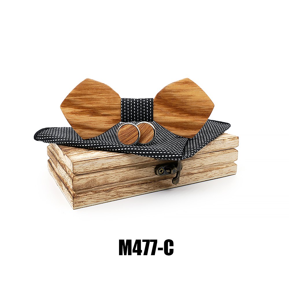 M477 M477  Solid Bow Tie Set, Zebrawood — view 3