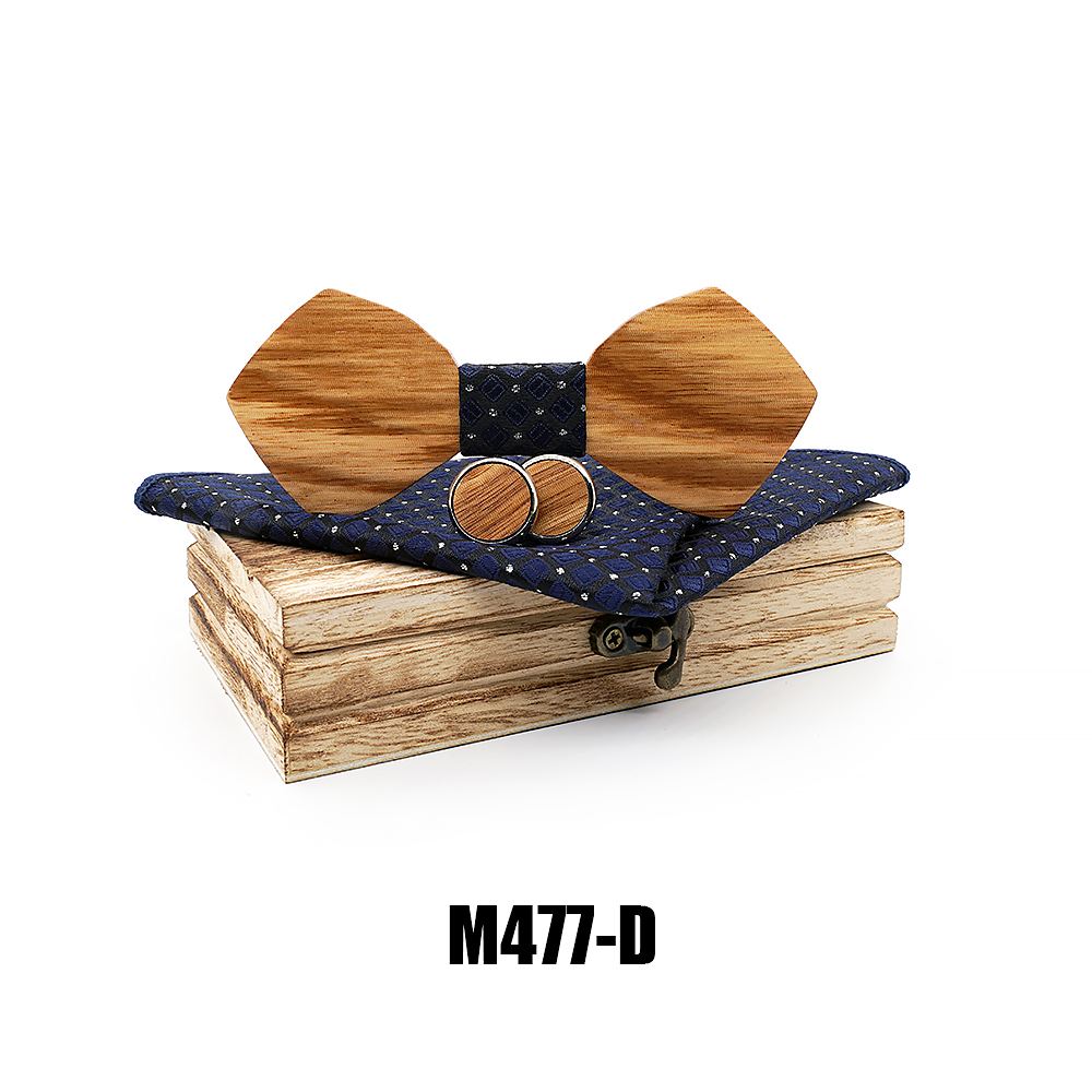 M477 M477  Solid Bow Tie Set, Zebrawood — colour D