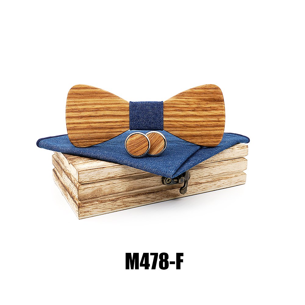 M478 M478  Classic Solid Bow Tie Set, Zebrawood — view 6