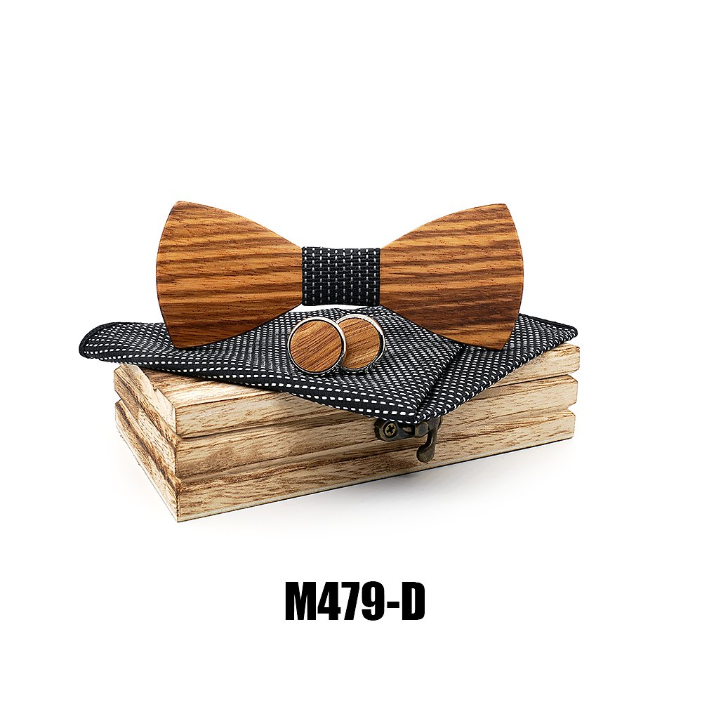 M479 M479  Striped Grain Solid Bow Tie Set, Zebrawood — view 4