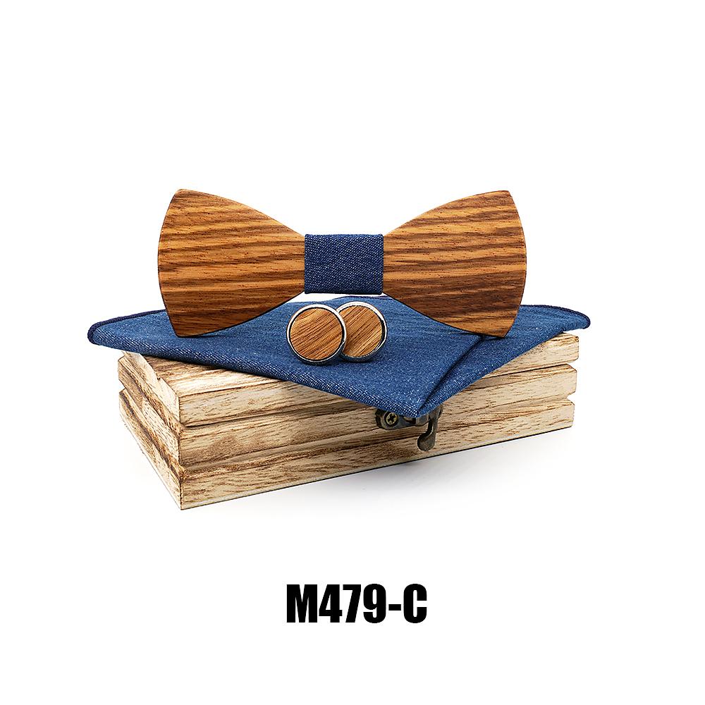 M479 M479  Striped Grain Solid Bow Tie Set, Zebrawood — colour C