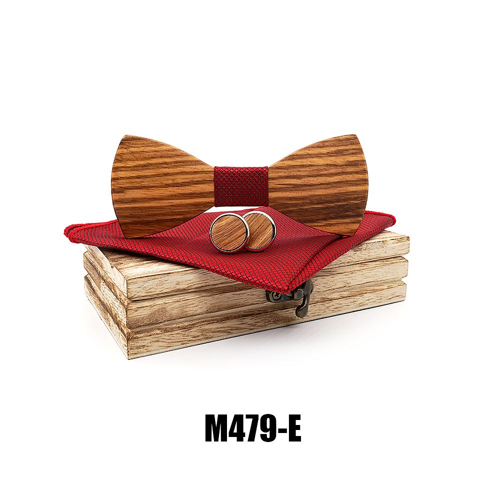 M479 M479  Striped Grain Solid Bow Tie Set, Zebrawood — colour E