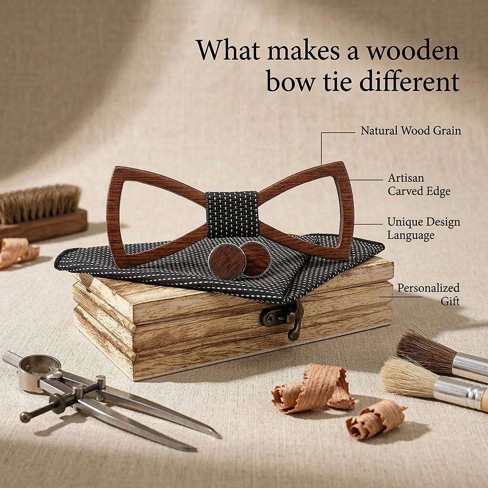 M480 M480  Perforated Dot Cutout Bow Tie Set, Walnut — view 11