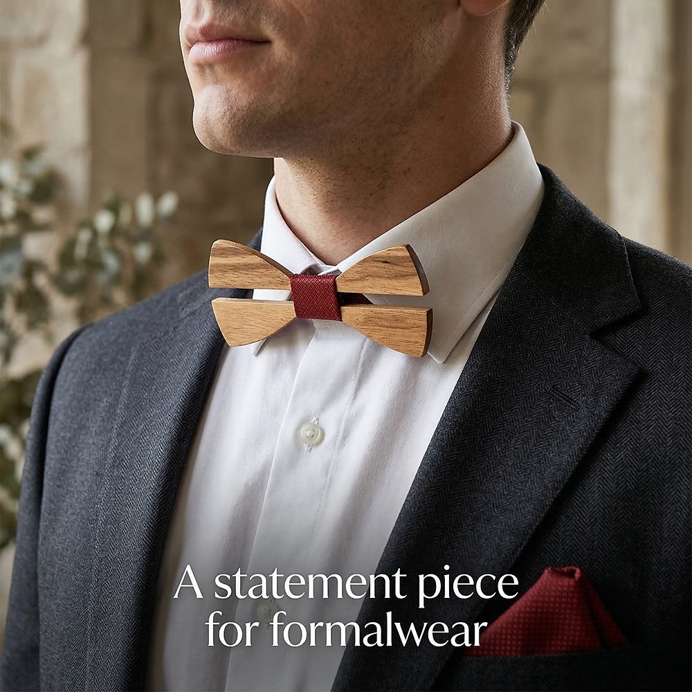 M481  Two-Tone Solid Bow Tie Set, Zebrawood
