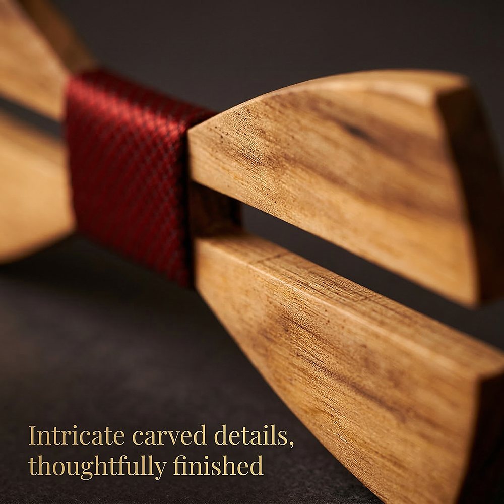 M481 M481  Two-Tone Solid Bow Tie Set, Zebrawood — view 2