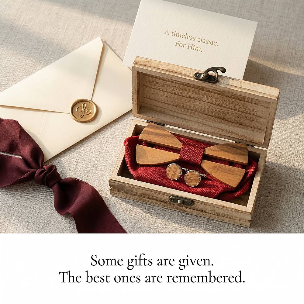 M481 M481  Two-Tone Solid Bow Tie Set, Zebrawood — view 6