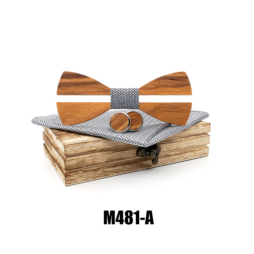 M481 M481  Two-Tone Solid Bow Tie Set, Zebrawood — colour A