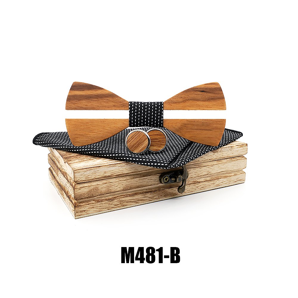 M481 M481  Two-Tone Solid Bow Tie Set, Zebrawood — colour B