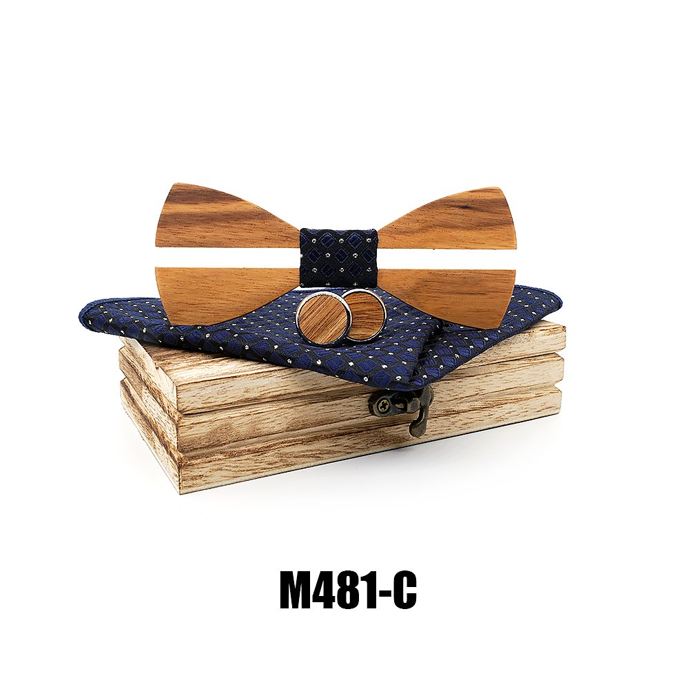 M481 M481  Two-Tone Solid Bow Tie Set, Zebrawood — colour C