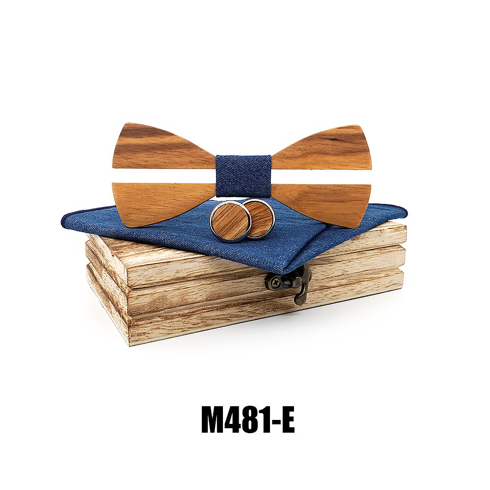 M481 M481  Two-Tone Solid Bow Tie Set, Zebrawood — colour E