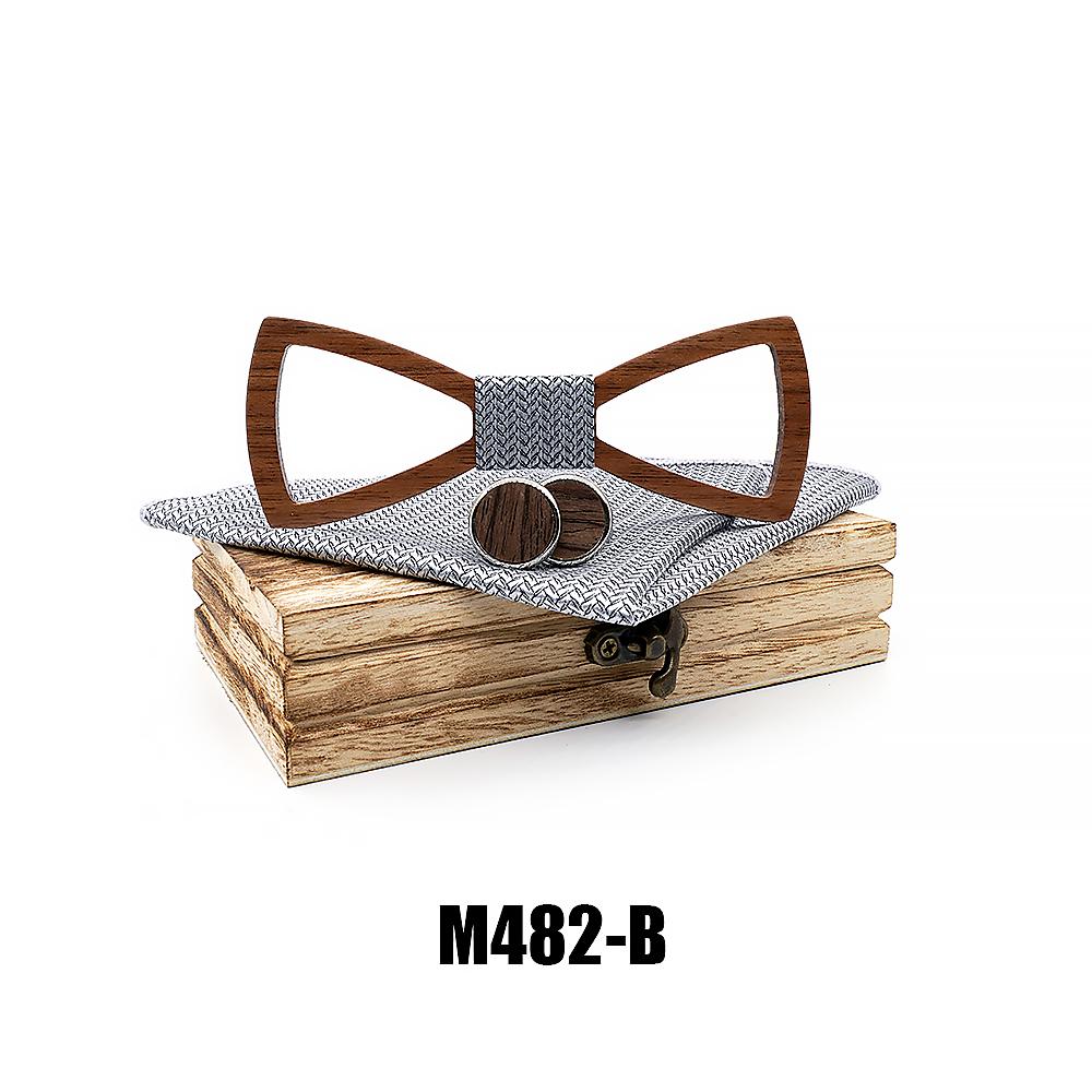 M482 M482  Slim Open Frame Bow Tie Set, Walnut — colour B