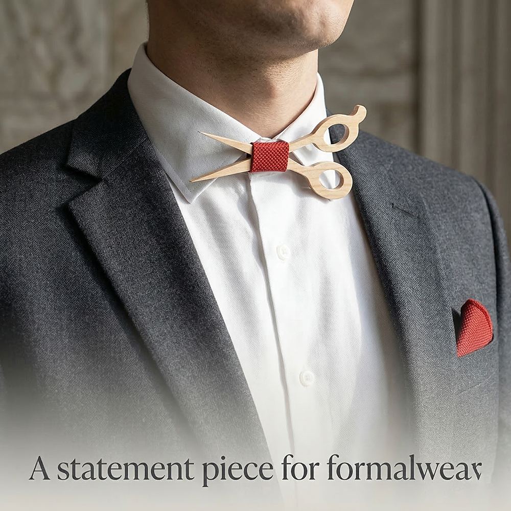 M483  Scissors Design Bow Tie Set, Maple