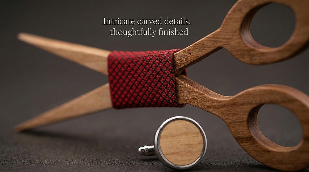 M483 M483  Scissors Design Bow Tie Set, Maple — view 2