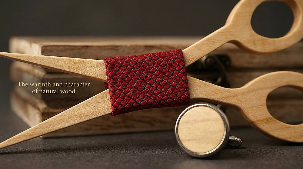 M483 M483  Scissors Design Bow Tie Set, Maple — view 4