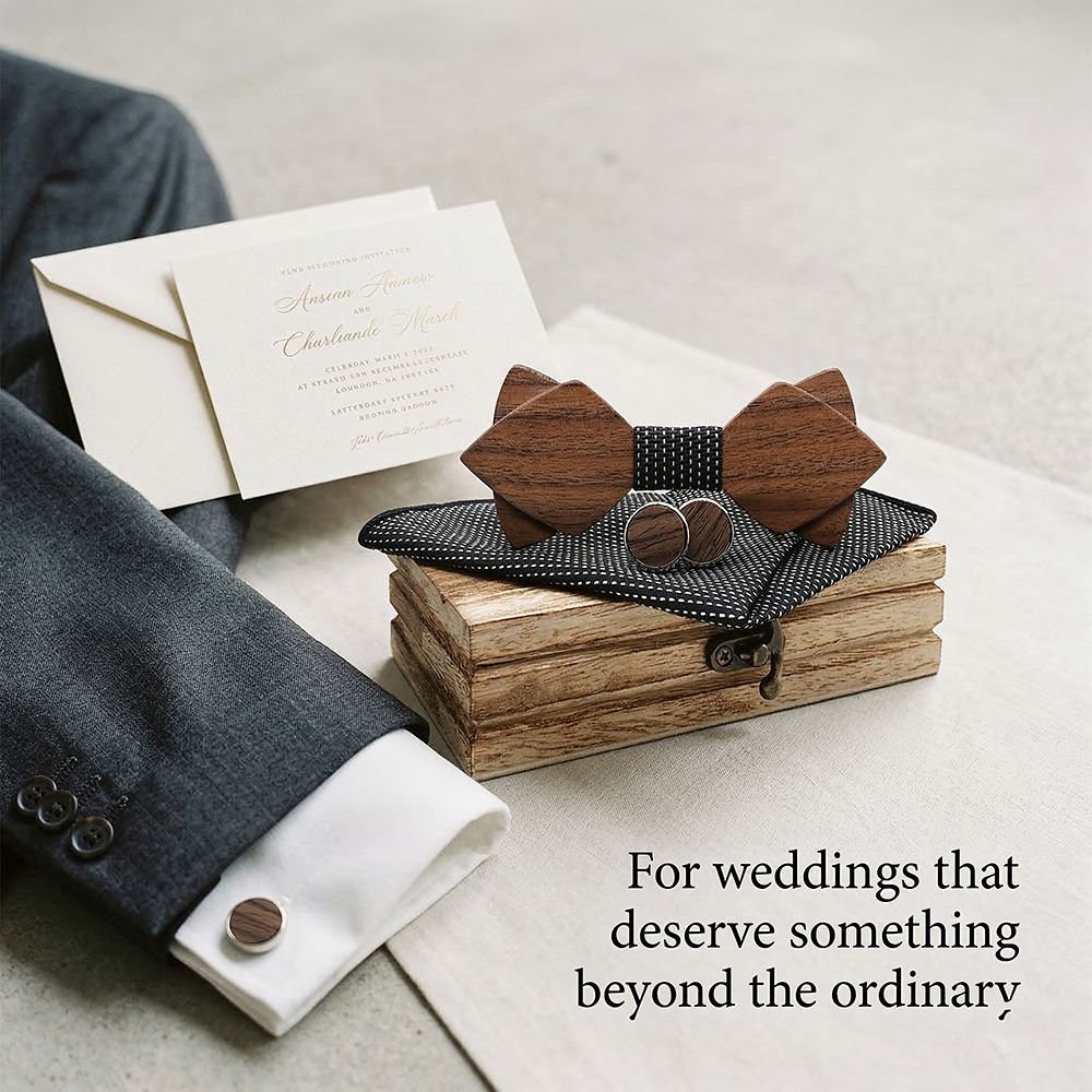 M484 M484  Sharp Diamond Bow Tie Set, Walnut — view 10