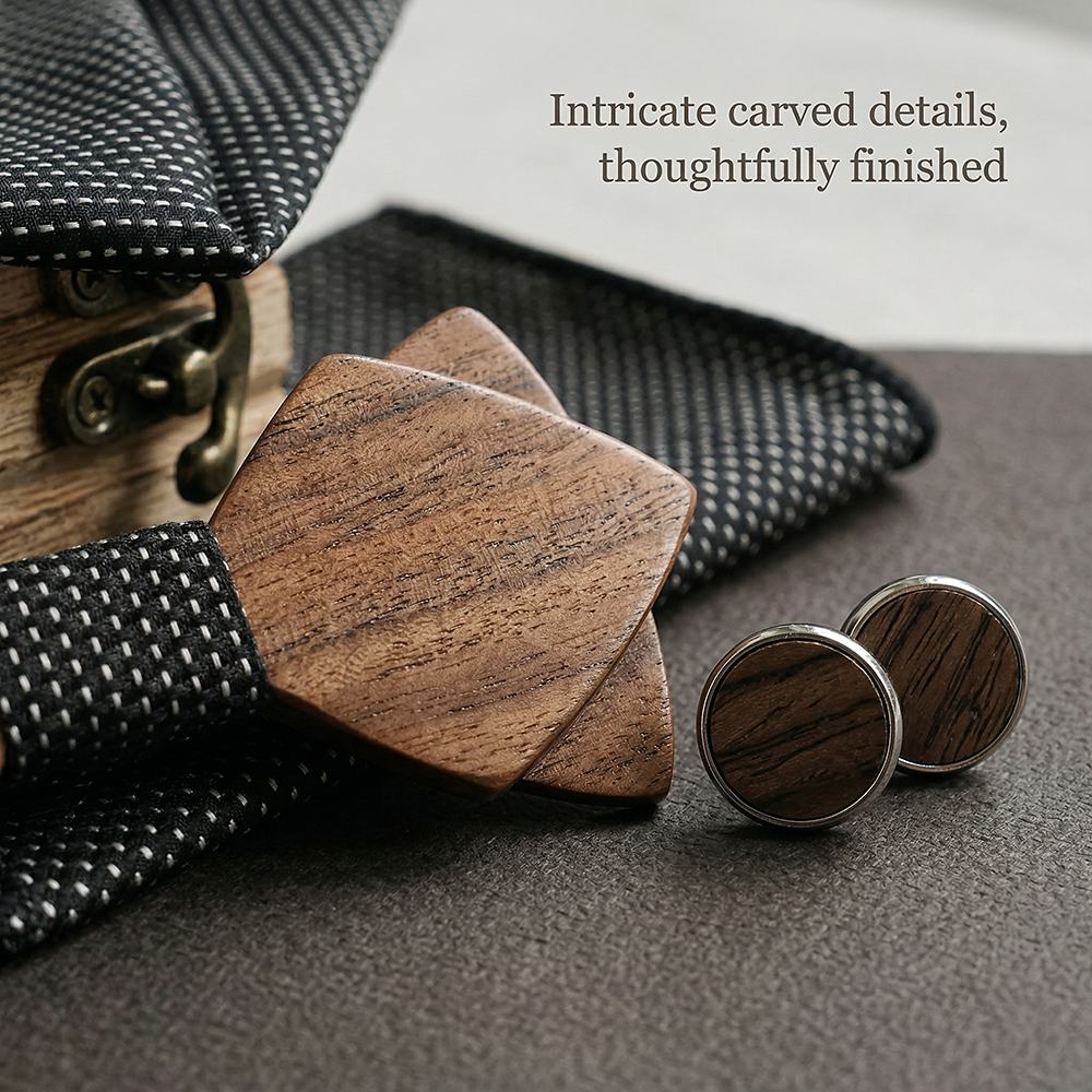 M484 M484  Sharp Diamond Bow Tie Set, Walnut — view 2