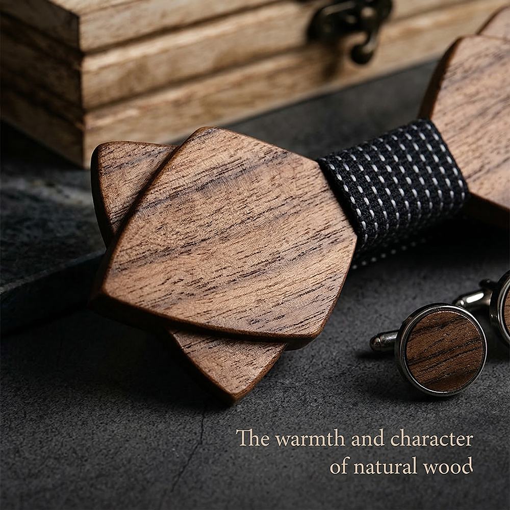 M484 M484  Sharp Diamond Bow Tie Set, Walnut — view 4